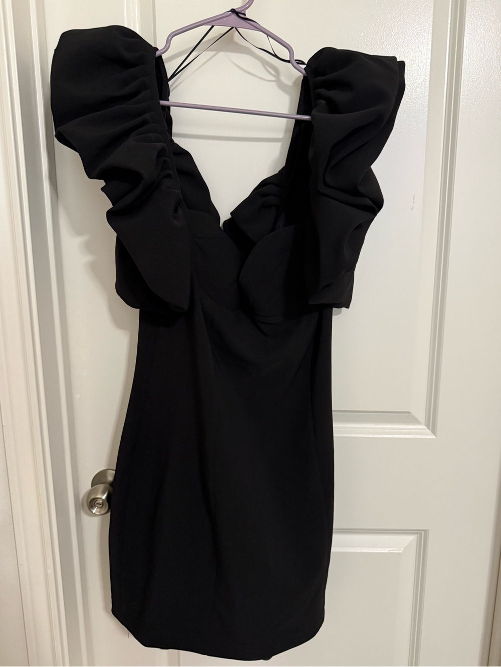 Zara Black Mini Dress with Dramatic Ruffle Shoulders